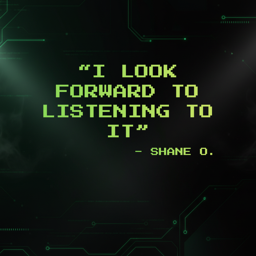 Text quote on a futuristic background with green digital elements