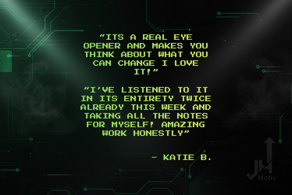 Text on a digital background with green and black colors