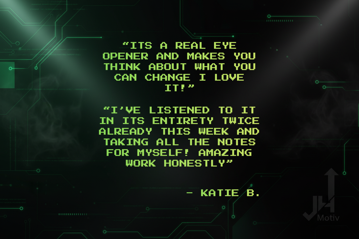 Text on a digital background with green and black colors